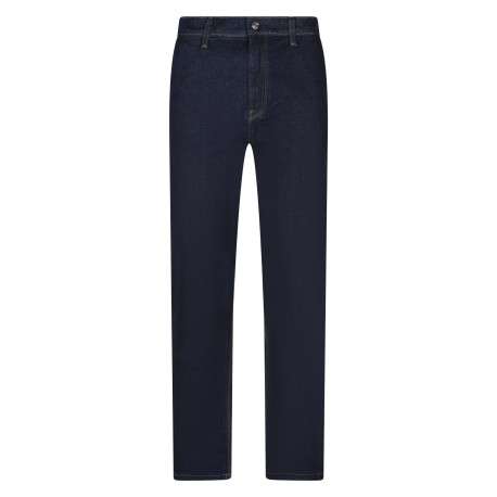 Jean en coton brut uni à coupe slim avec fermeture à zip et à bouton