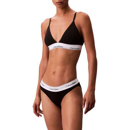 Soutien-Gorge en coton mélangé noir uni avec bande élastiquée blanche