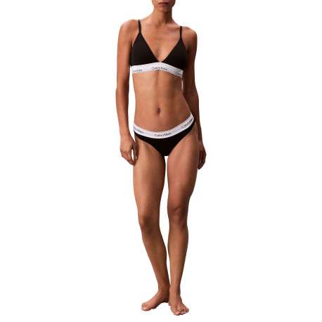Soutien-Gorge en coton mélangé noir uni avec bande élastiquée blanche - Image 2