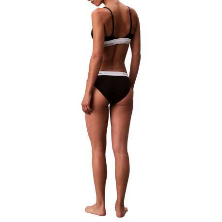 Soutien-Gorge en coton mélangé noir uni avec bande élastiquée blanche - Image 3