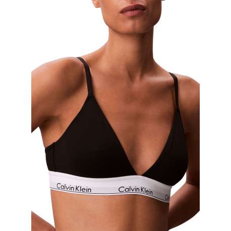 Soutien-Gorge en coton mélangé noir uni avec bande élastiquée blanche - Image 4
