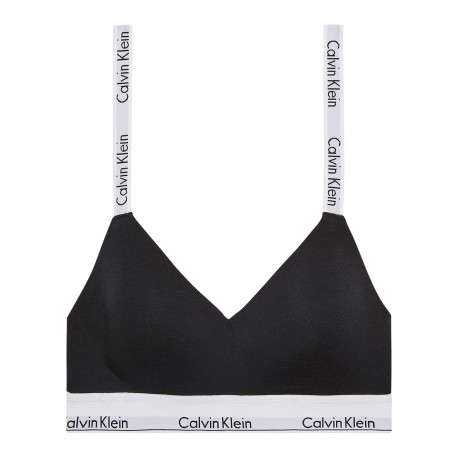 Brassière en coton mélangé noire unie avec bretelles blanches ajustables
