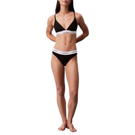 String en coton mélangé noir uni avec bande élastiquée blanche - Image 3