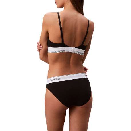 Culotte en coton mélangé noire unie avec une bande élastiquée blanche - Image 2