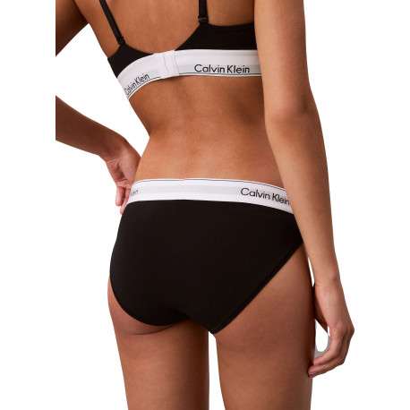 Culotte en coton mélangé noire unie avec une bande élastiquée blanche - Image 4