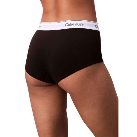 Shorty en coton mélangé noir uni avec une large bande blanche élastiquée - Image 5