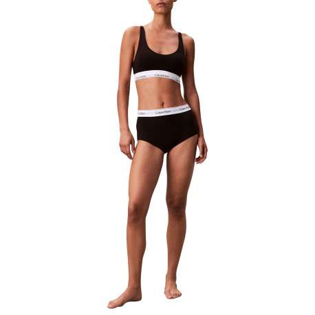 Shorty en coton mélangé noir uni avec une large bande blanche élastiquée - Image 6