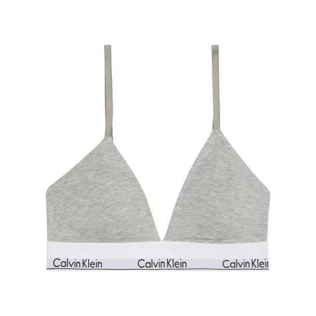 Soutien-Gorge triangle en coton mélangé gris avec bande blanche élastiquée