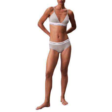 Soutien-Gorge triangle en coton mélangé gris avec bande blanche élastiquée - Image 6