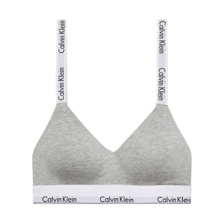 Brassière en coton mélangé grise unie avec bretelles blanches ajustables