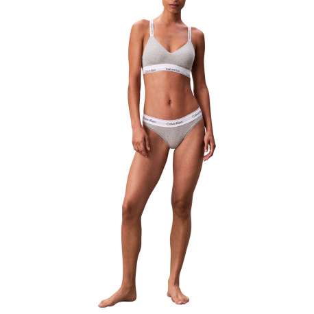 Brassière en coton mélangé grise unie avec bretelles blanches ajustables - Image 6