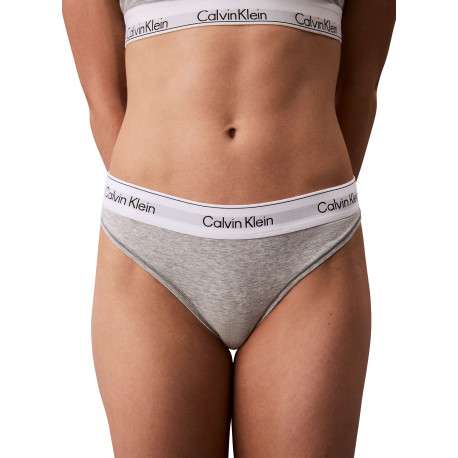 String en coton mélangé gris uni avec une ceinture élastiquée blanche - Image 5