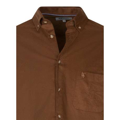 Chemise en coton marron effet velours à coupe droite avec un col à rabats - Image 3