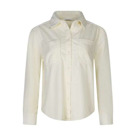 Chemisier en coton écru uni coupe ajustée avec un col chemise