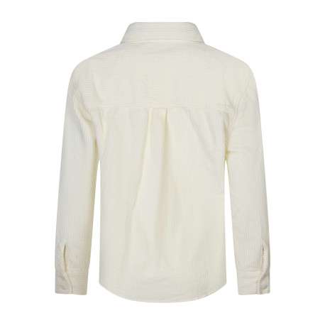 Chemisier en coton écru uni coupe ajustée avec un col chemise - Image 2