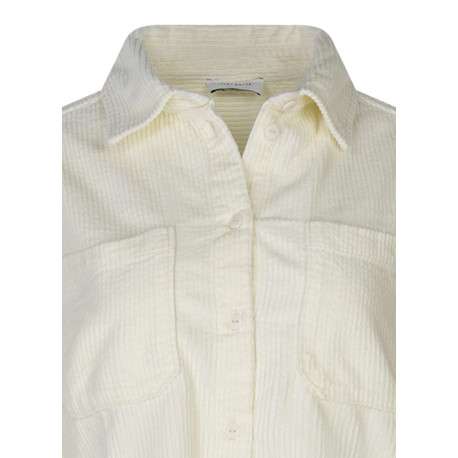 Chemisier en coton écru uni coupe ajustée avec un col chemise - Image 3