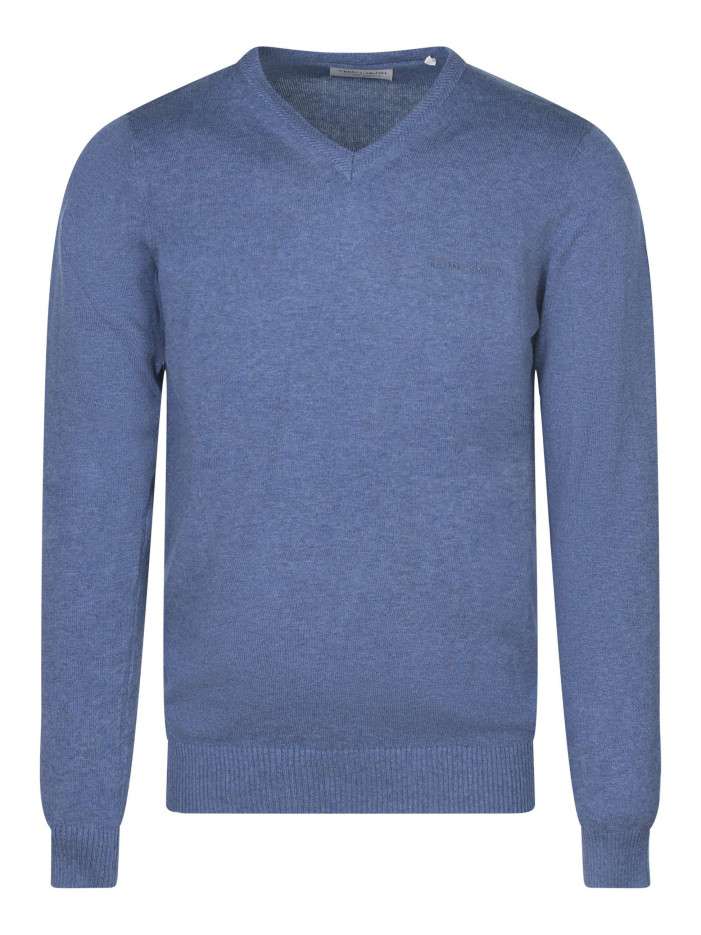 Pull en coton bleu uni...