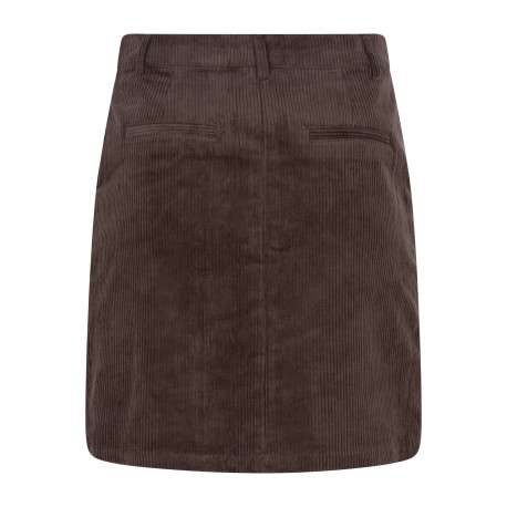 Jupe courte en coton chocolat unie coupe ajustée et fermeture à boutons - Image 2