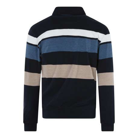 Polo marine rayé coupe ajustée col polo et à manches longues - Image 2