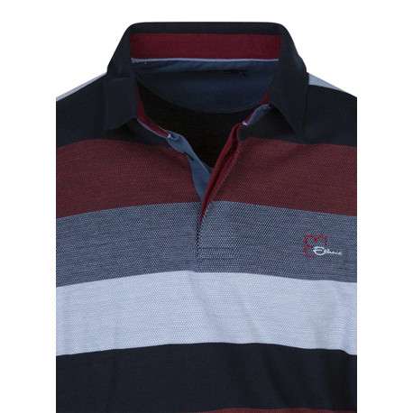 Sweat bordeaux rayé coupe ajustée col polo avec un logo brodé - Image 3