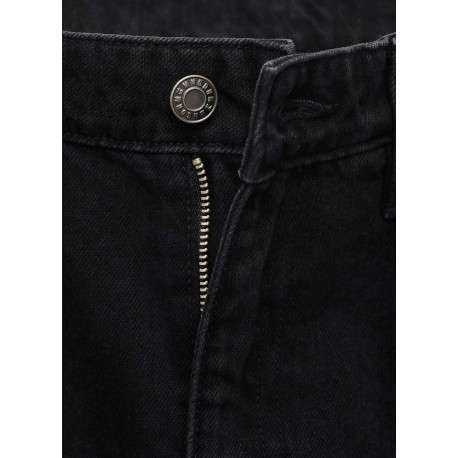 Jean en coton noir coupe droite pourvu de passants pour la ceinture - Image 2