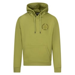Sweat en coton biologique mélangé vert uni avec un col à capuche