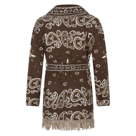 Gilet chocolat motifs cachemire avec une coupe droite et un col V à revers - Image 2