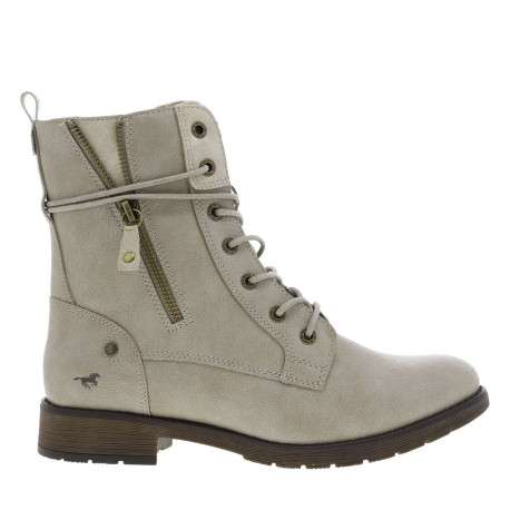 Bottines écrues à talon décroché bas avec un zip et des lacets ronds - Image 2