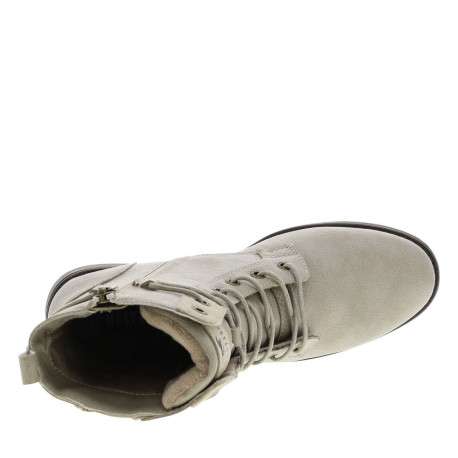 Bottines écrues à talon décroché bas avec un zip et des lacets ronds - Image 4