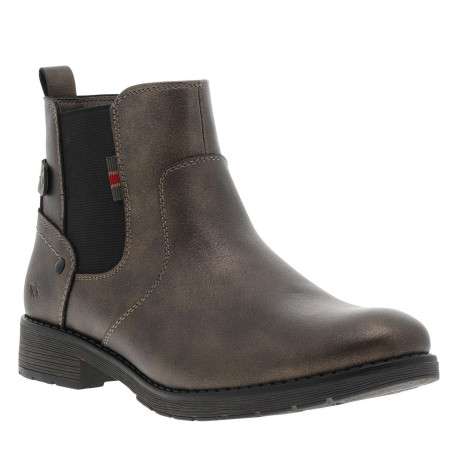 Boots bronze à talon décroché bas avec un zip et un soufflet élastiqué - Image 3