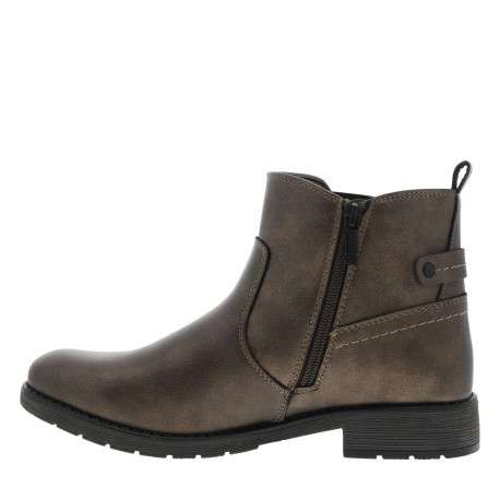 Boots bronze à talon décroché bas avec un zip et un soufflet élastiqué