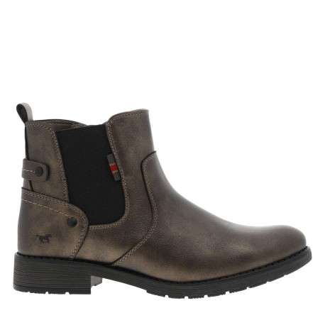 Boots bronze à talon décroché bas avec un zip et un soufflet élastiqué - Image 2