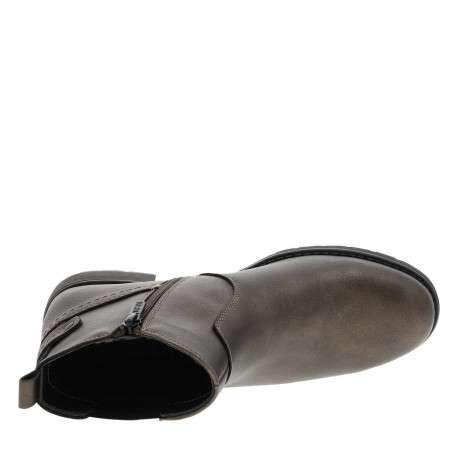 Boots bronze à talon décroché bas avec un zip et un soufflet élastiqué - Image 4