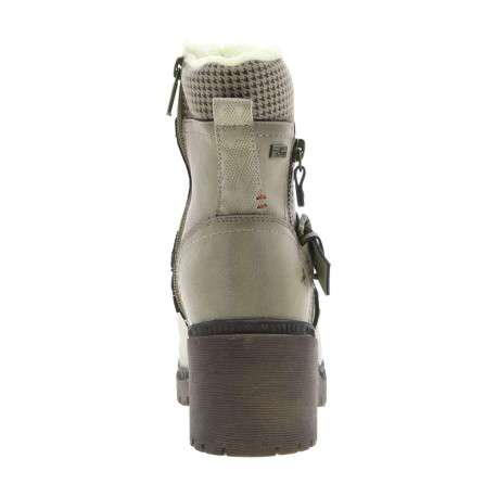 Boots taupe à talon décroché moyen avec un zip et une boucle décorative - Image 6