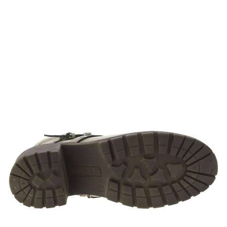 Boots taupe à talon décroché moyen avec un zip et une boucle décorative - Image 5