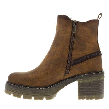 Boots cognac à talon décroché moyen avec un zip et un soufflet élastiqué