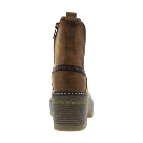 Boots cognac à talon décroché moyen avec un zip et un soufflet élastiqué - Image 6