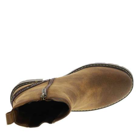 Boots cognac à talon décroché moyen avec un zip et un soufflet élastiqué - Image 4