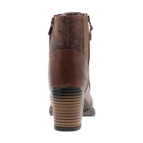 Bottines brunes à talon décroché haut avec un zip et des lacets ronds - Image 6