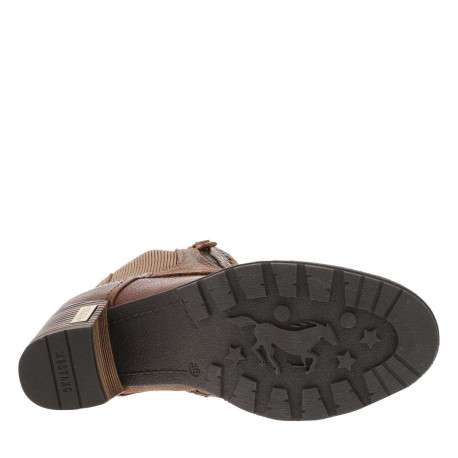 Bottines brunes à talon décroché haut avec un zip et des lacets ronds - Image 5