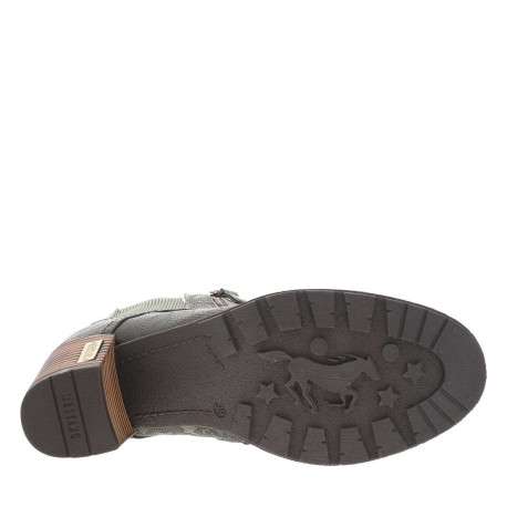 Bottines kaki à talon décroché haut avec un zip et des lacets ronds - Image 5