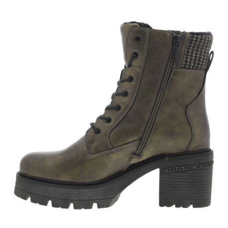 Bottines bronze à talon décroché moyen avec un zip et des lacets ronds