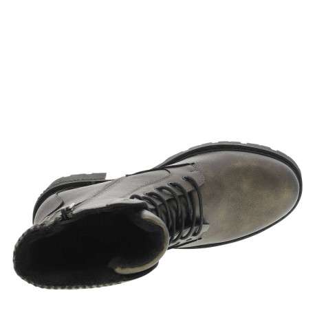 Bottines bronze à talon décroché moyen avec un zip et des lacets ronds - Image 4