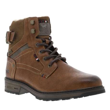 Bottines brunes à talon décroché bas avec un zip et des lacets ronds - Image 3