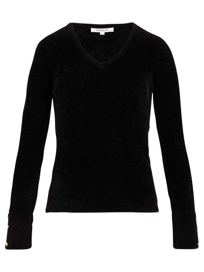 Pull noir effet duveteux...