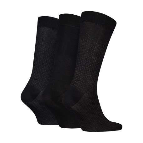 Lot de 3 paires de chaussettes hautes en coton mélangé noires unies - Image 2