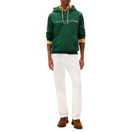 Sweat en coton mélangé vert avec une coupe droite et un col à capuche - Image 2