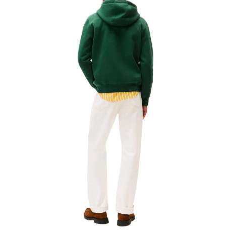 Sweat en coton mélangé vert avec une coupe droite et un col à capuche - Image 3