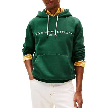 Sweat en coton mélangé vert avec une coupe droite et un col à capuche - Image 4