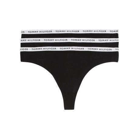 Lot de 3 strings en coton noir avec nom de la marque sur l'élastique